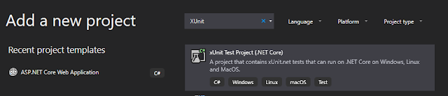 VS Add xUnit project